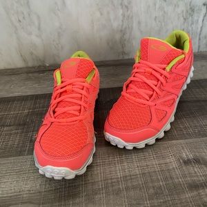 Neon orange and green sneakers